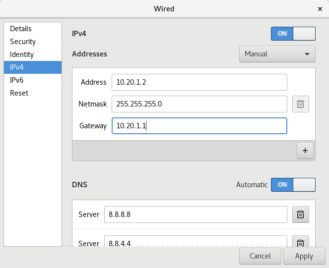Admin Workstation Static IP Configuration