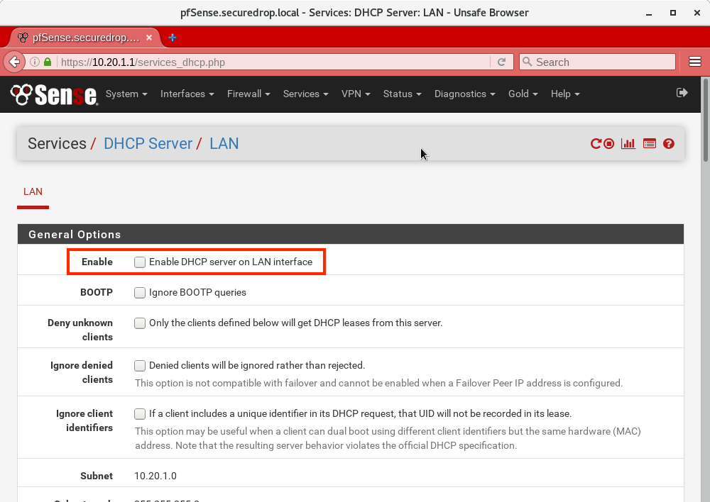 Disable DHCP