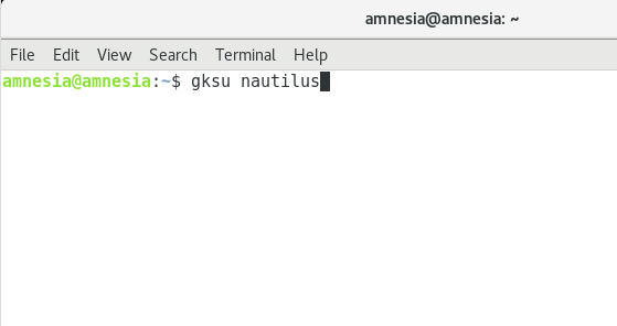 Start gksu nautilus