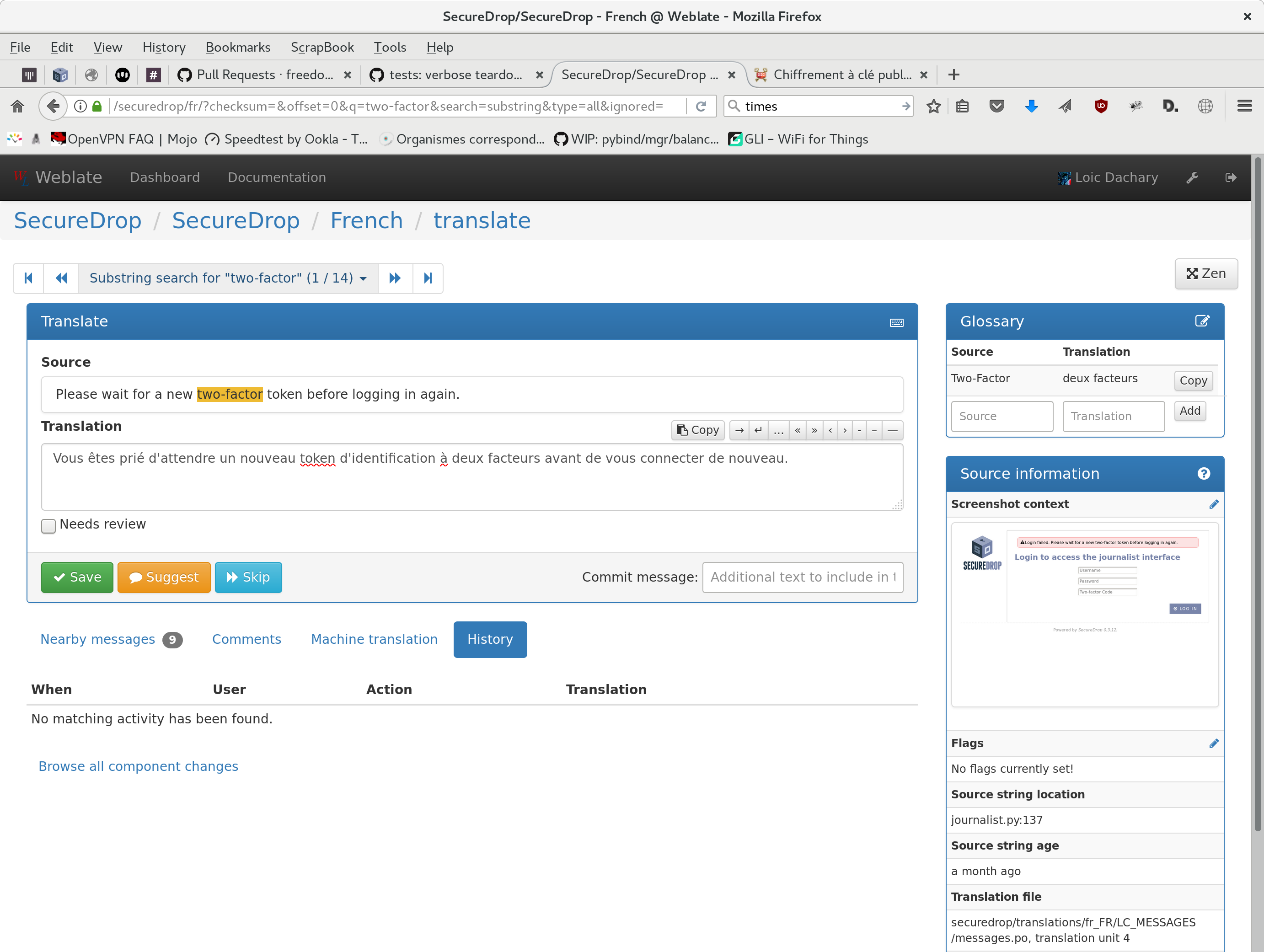 Weblate glossary show page screenshot