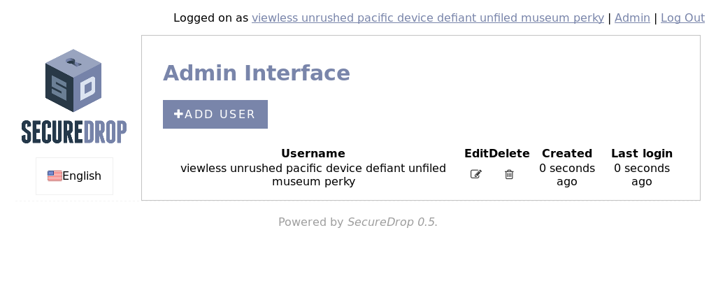 SecureDrop admin home