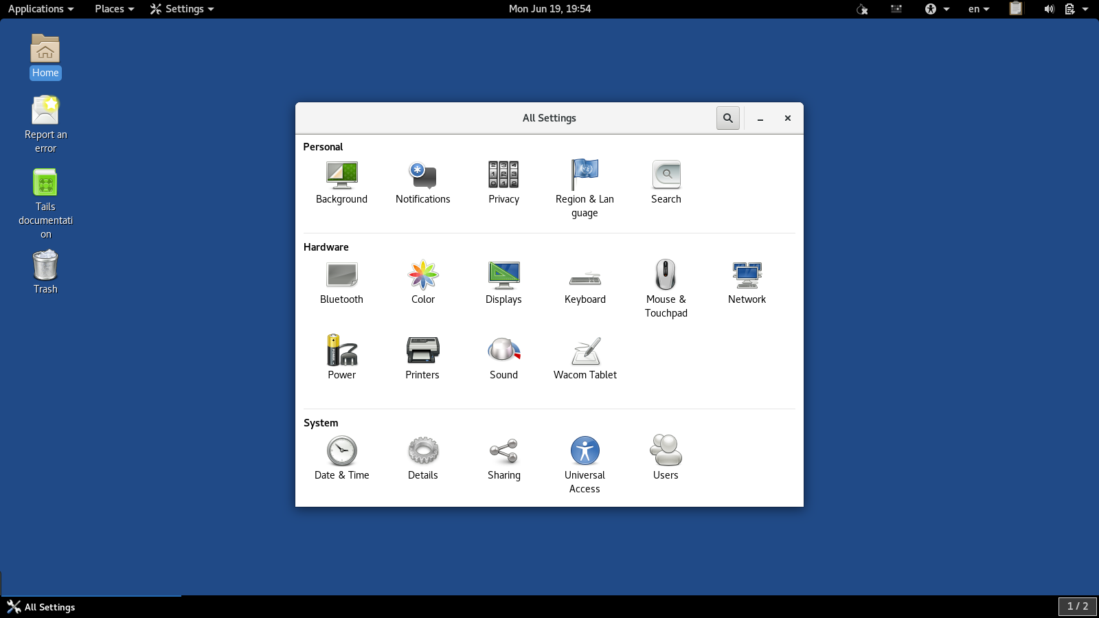 select printer from settings