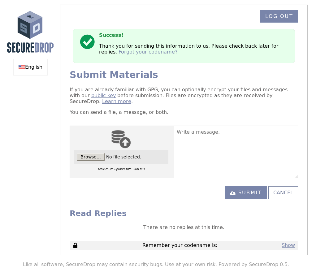 Confirmation page