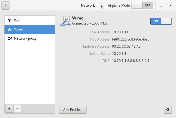 Tails Network Settings