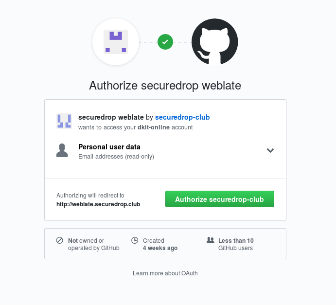 GitHub authorization page screenshot