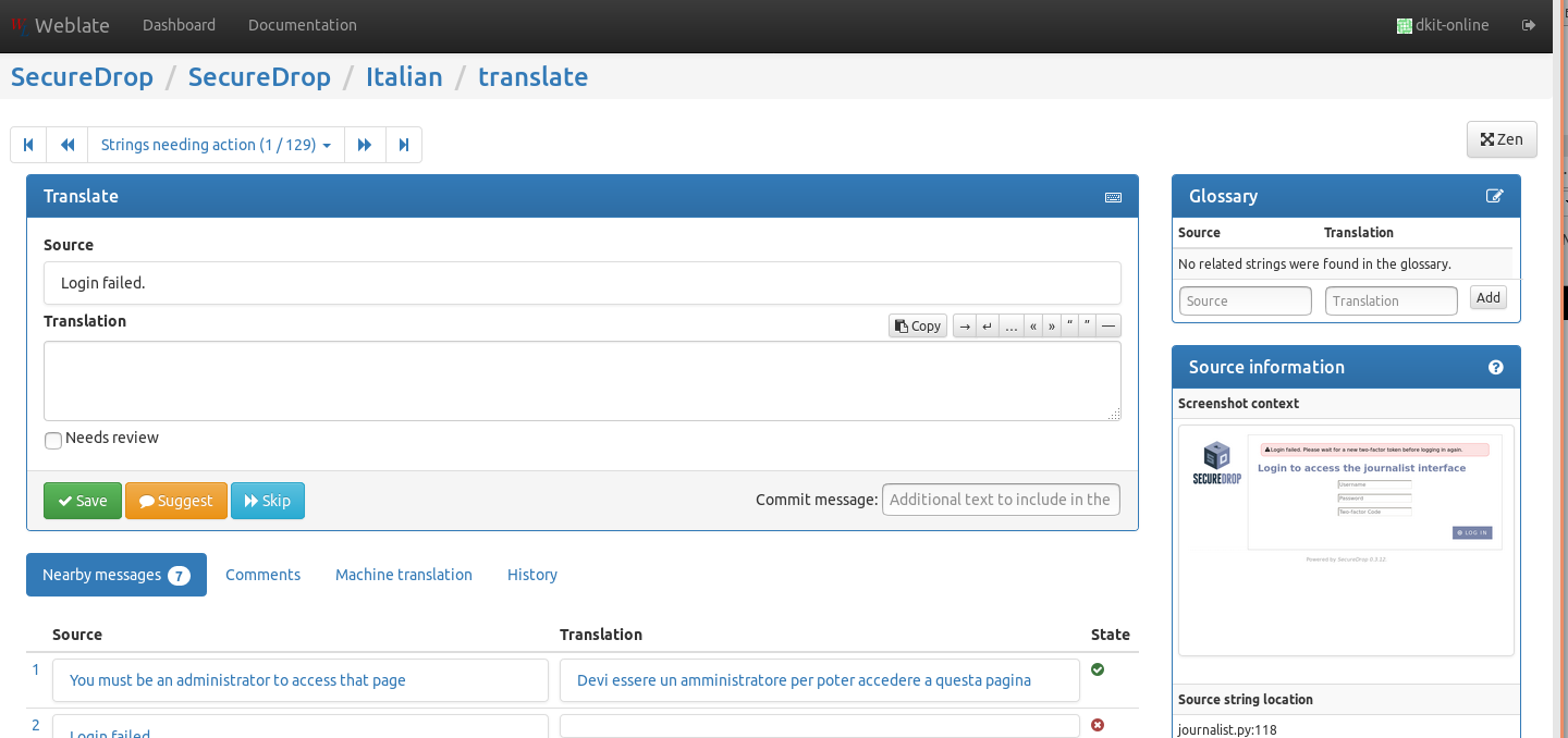 Weblate translate screenshot