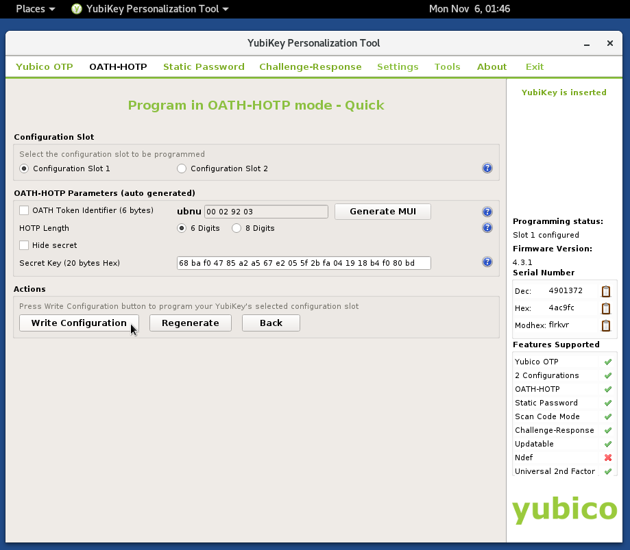 YubiKey Config